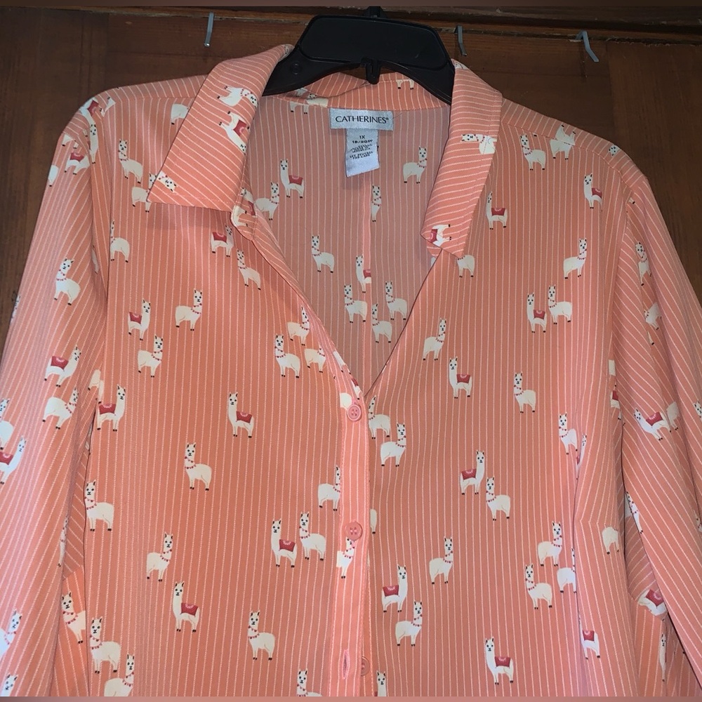 Catherines Peach Plus Size Llama Striped Blouse